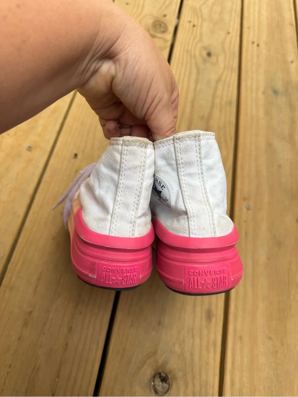 Converse Kid Shoes Sz 13 Taylor All Star Move Platform White Pink Ombre A